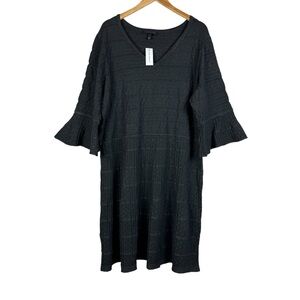 Lane Bryant Dress Bell Sleeve Size 26/28 Black NWT